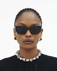 The J Marc Square Cat Eye Sunglasses Black