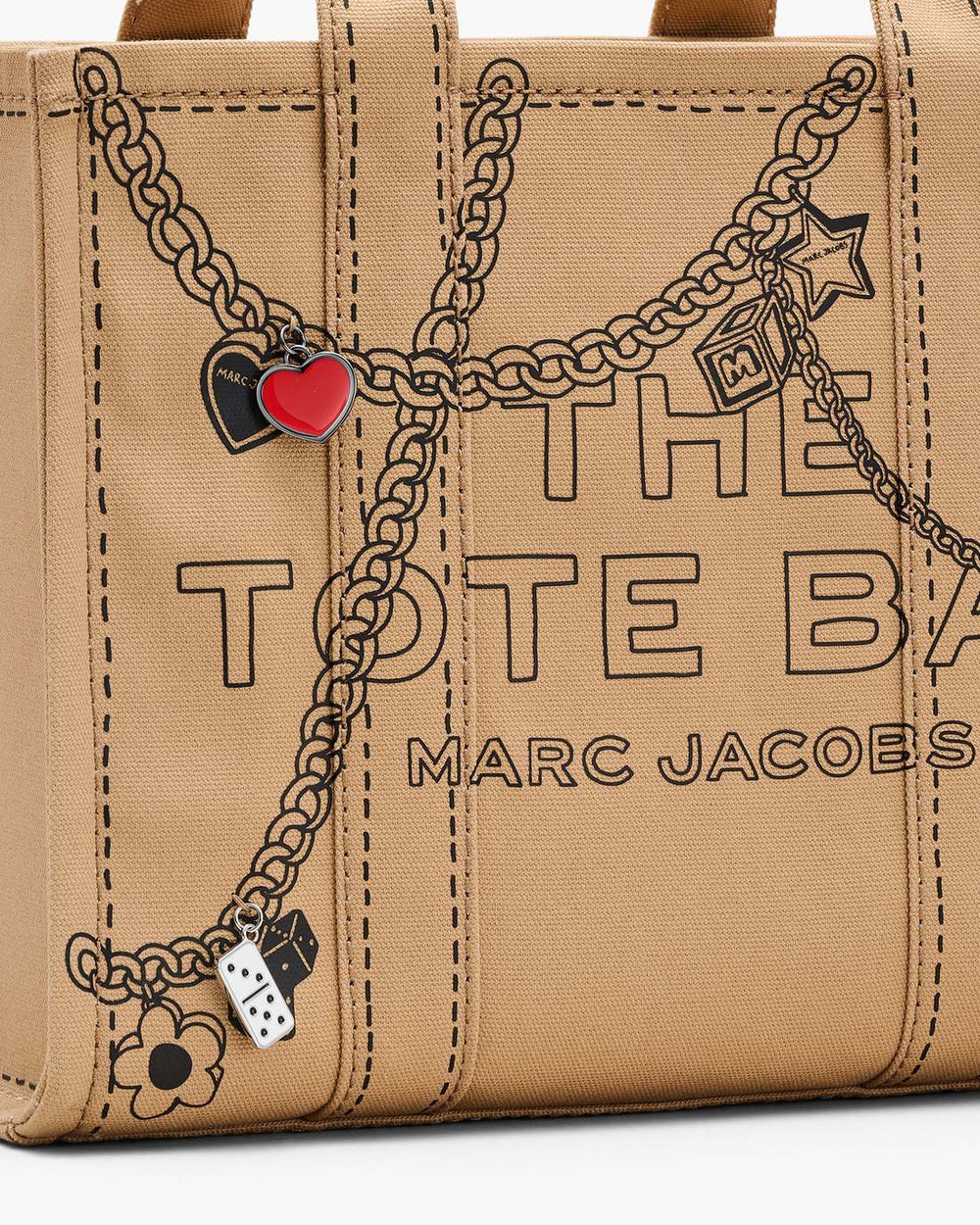 The Trompe L'Oeil Charm Canvas Medium Tote Bag Camel Multi