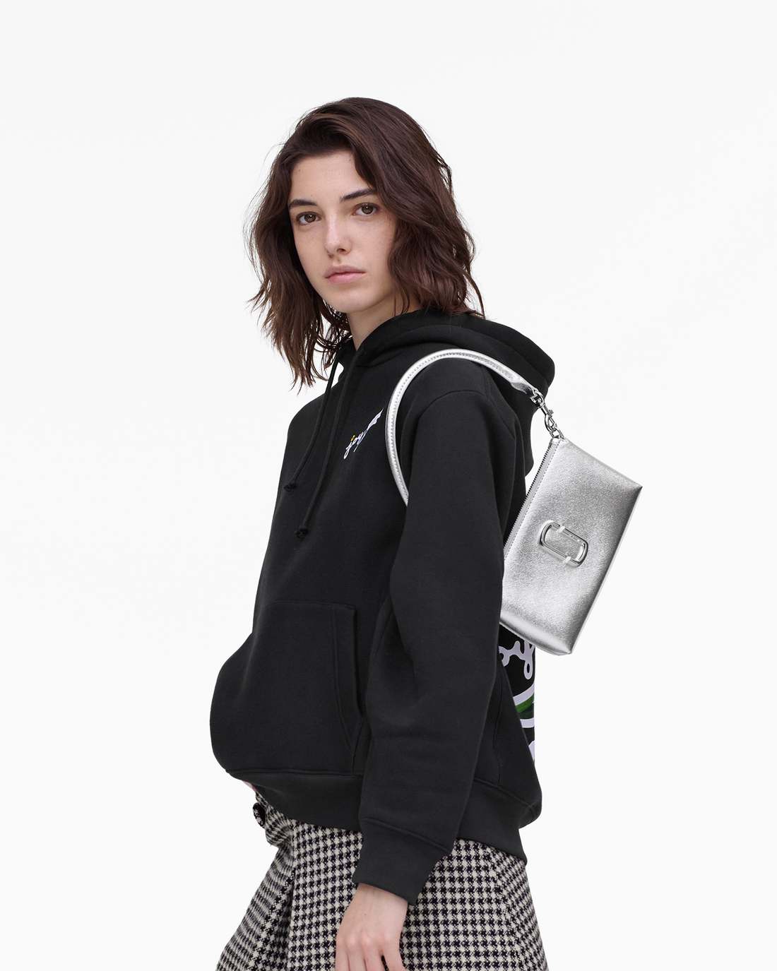 The Metallic Snapshot Convertible Shoulder Bag Silver