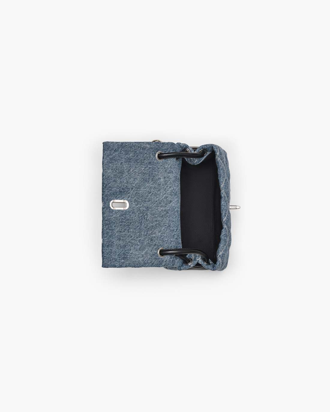 The Quilted Denim Mini Dual Shoulder Bag Light Wash Indigo