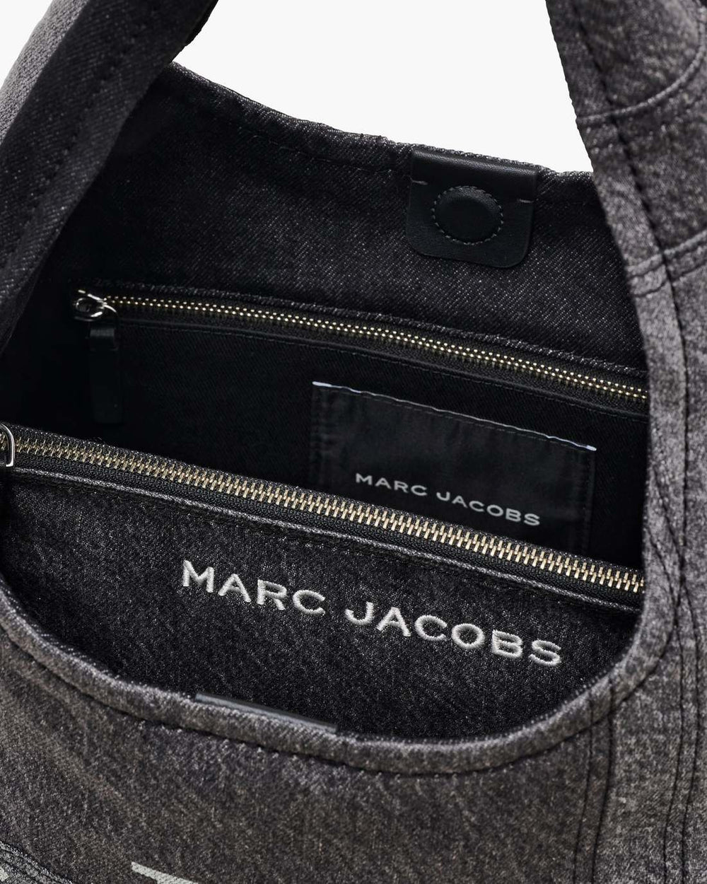 The Patchwork Denim Sack Bag Black Denim
