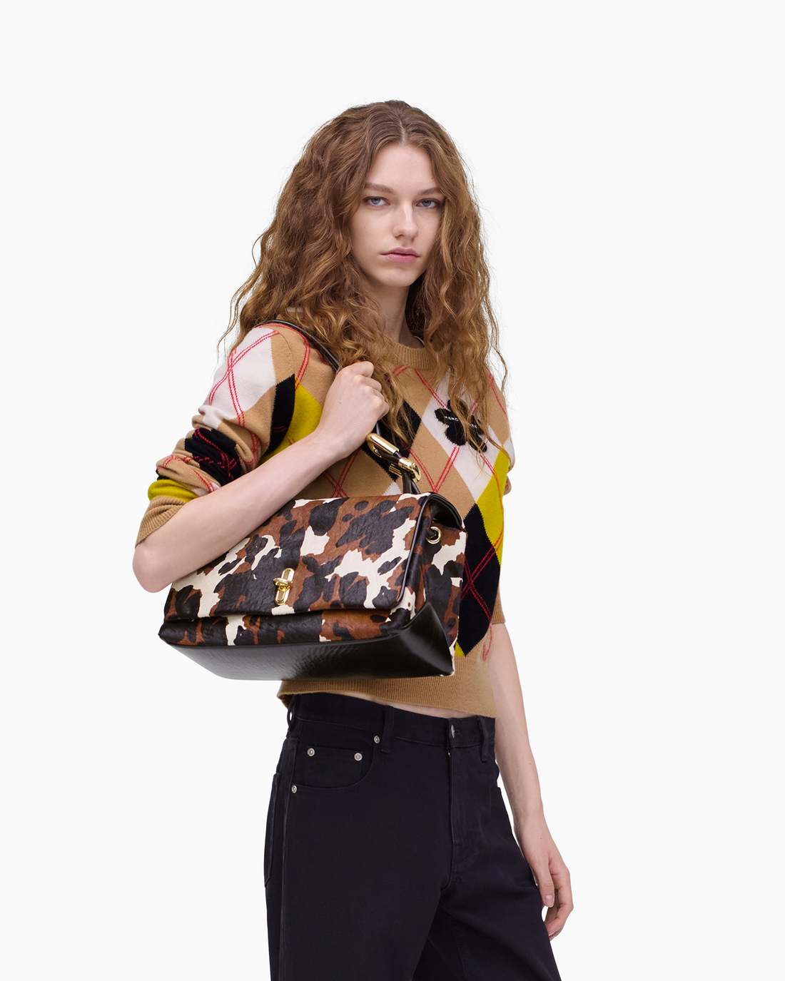 The Cow Haircalf Large Dual Bag Mocha Multi