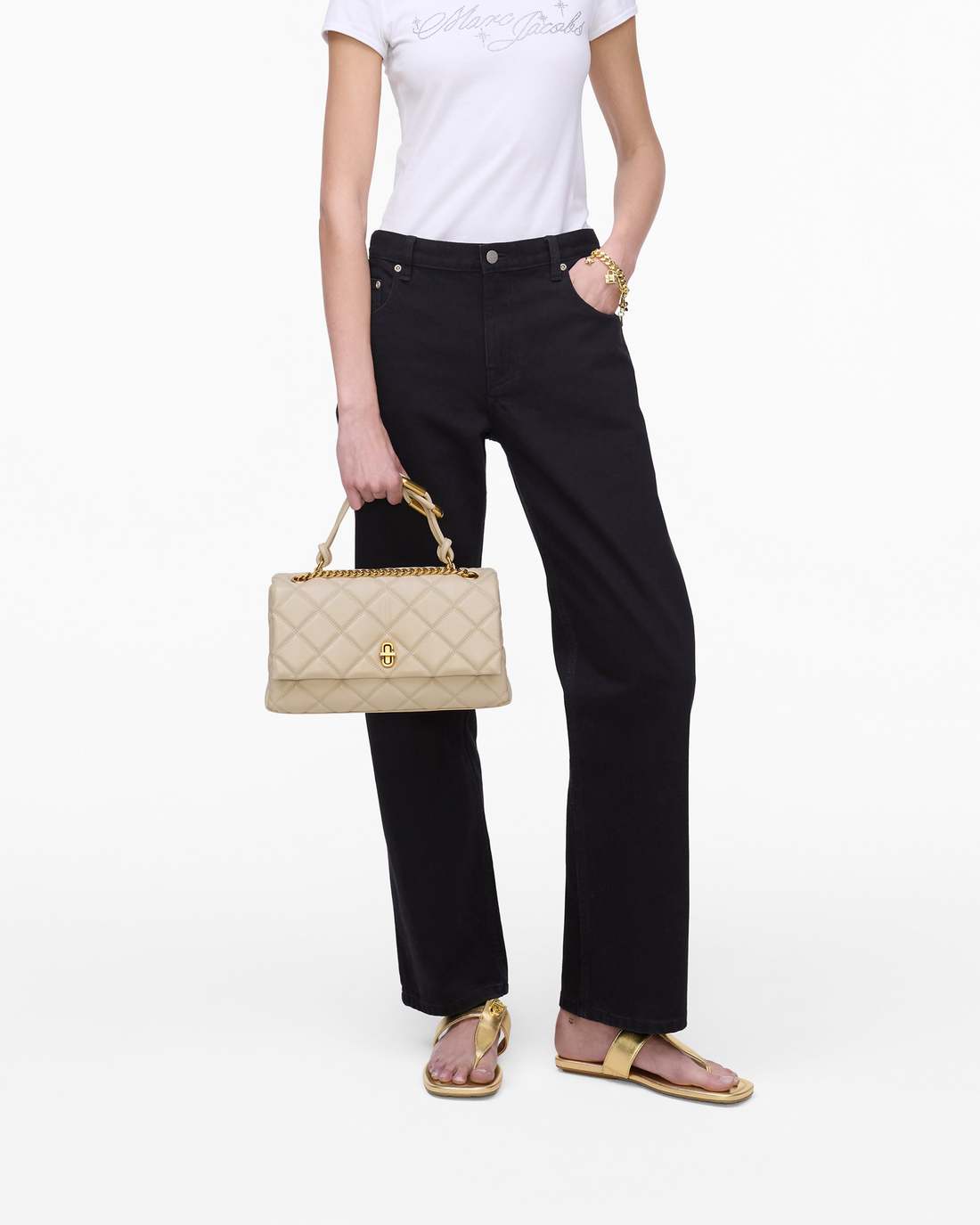 The Quilted Dual Convertible Shoulder Bag Cloud White
