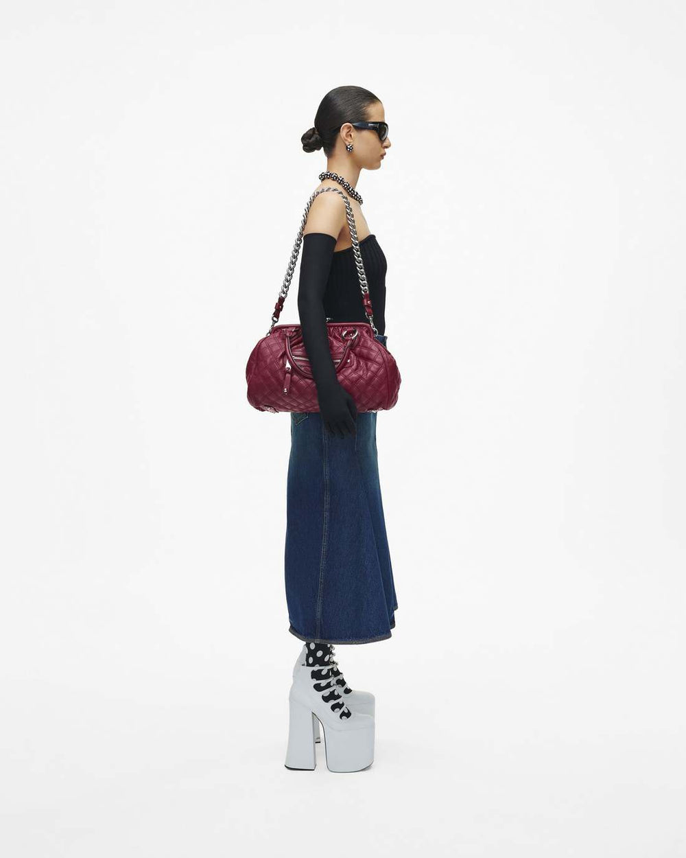 Re-Edition Quilted Leather Stam Bag Cherry