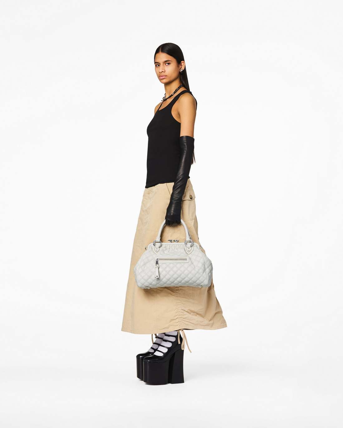 Re-Edition Quilted Leather Stam Bag Cloud White