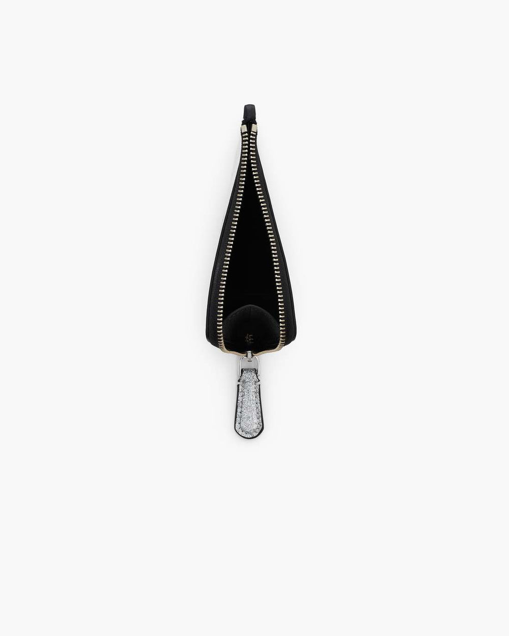 The Coated Glitter Everyday Top Zip Charm Wallet Silver
