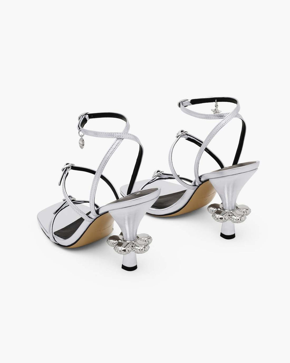 The Metallic Leather Daisy Heel Silver